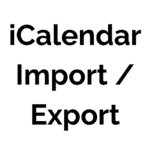 The image displays the text iCalendar Import / Export in bold black font on a white background.